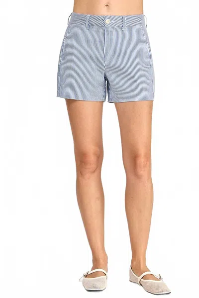 Level99 Evie Side Welt Short In French Blue Stripe