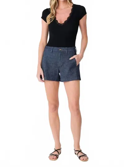 Level99 Evie Welted Short In Indigo In Multi