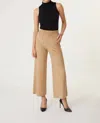 Level99 Faux Suede Wide Leg Crop Pant In Golden