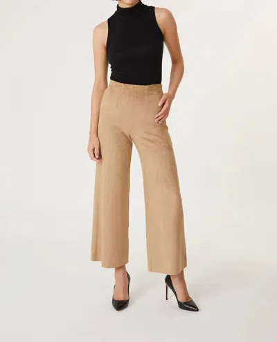 Level99 Faux Suede Wide Leg Crop Pant In Golden