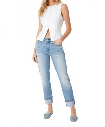 Level99 Jessie Wide Cuff Slim Jean In Blue