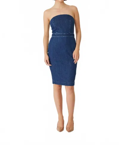 Level99 Karla Strapless Dress In Stone Wash Blue