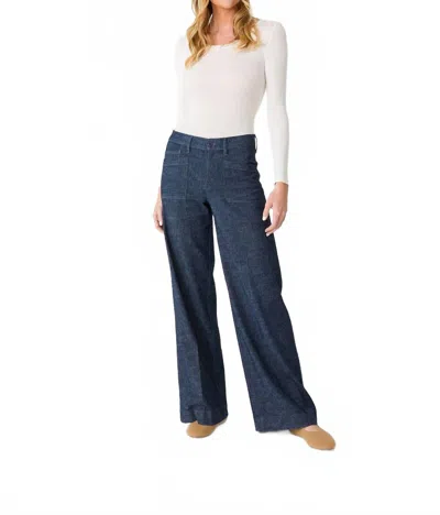 Level99 Maeve Denim Wide Leg Pants In Indigo Night In White