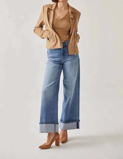 Level99 Maeve Vegan Faux Suede Moto Jacket In Gold