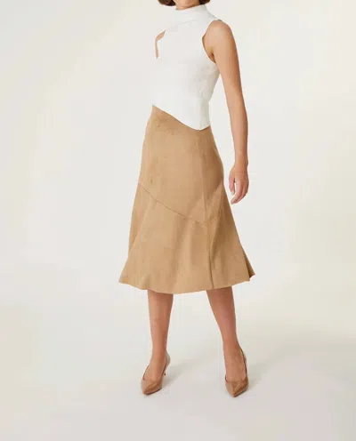 Level99 Roan Faux Suede Midi Skirt In Golden