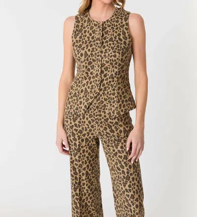 Level99 Sophia Vest In Leopard Print In Brown