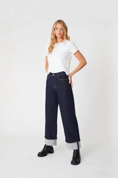 Level99 Tribecca Wide Cuff Jeans In Stay Blue In Multi