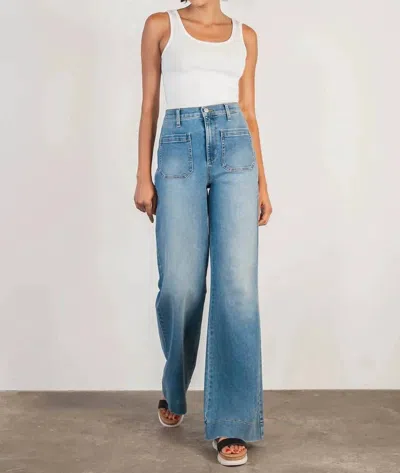 Level99 Victoria Wide Leg Trouser In Blue