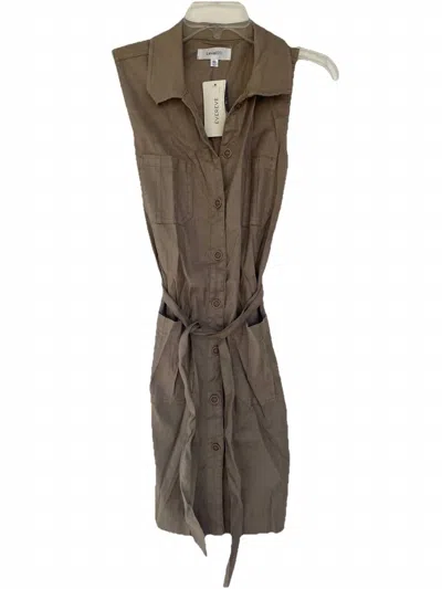 Level99 Women's Button Up Sleeveless Dress In Sandcastle In Brown