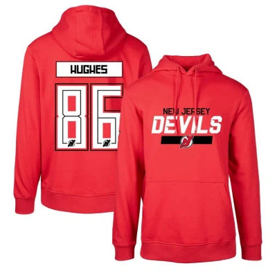 Levelwear Jack Hughes Red New Jersey Devils Podium Name & Number Pullover Hoodie