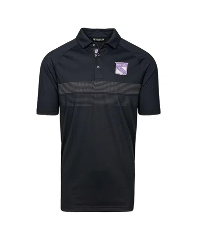 Levelwear Men's Black New York Rangers Hockey Fights Cancer Draft Day Mason Polo Shirt In Blue
