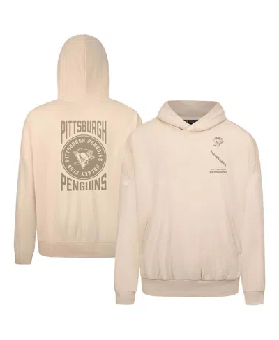 Levelwear Men's Cream Pittsburgh Penguins Contact Stamp Pullover Hoodie In Neutral
