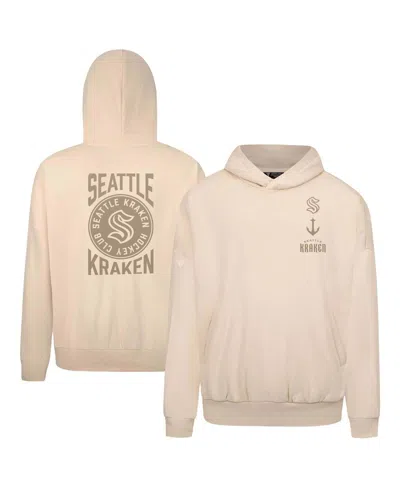 Levelwear Men's Cream Seattle Kraken Contact Stamp Pullover Hoodie In Neutral