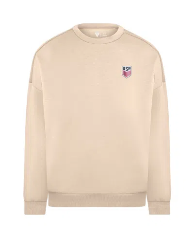 Levelwear Men's Khaki Usmnt Luxe Signature Tri-blend 3-d Patch Sweatshirt