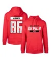 Levelwear Men's  Jack Hughes Red New Jersey Devils Podium Name And Number Pullover Hoodie In Red