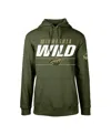 Levelwear Men's  Olive Minnesota Wild Podium Fleece Pullover Hoodie In Green