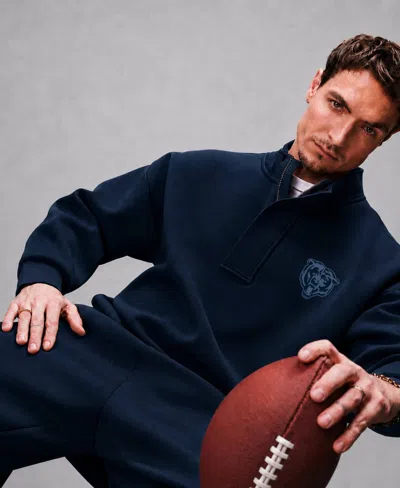 Levelwear Men's Navy Chicago Bears Core Logo Luxe Stein 1/4 Zip Pullover In Brown