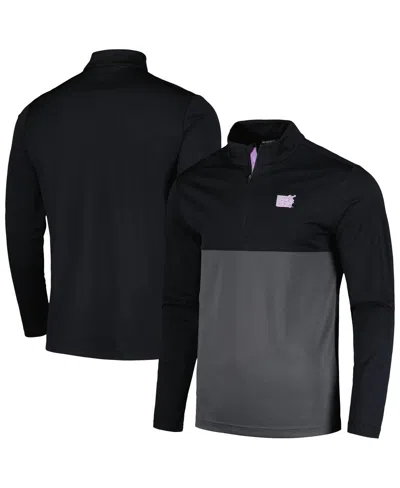 Levelwear Men'sâ Black Nhl 2023 Hockey Fights Cancer Pursue Logo Quarter-zip T-shirt In Animal Print