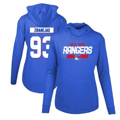 Levelwear Women's  Mika Zibanejad Blue New York Rangers Vivid Player Name And Number Pullover Hoodie