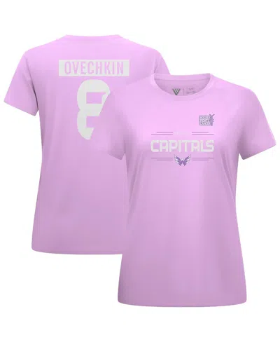 Levelwear Women's Alexander Ovechkin Lavender Washington Capitals Hockey Fights Cancer Anthem Name Number T-sh In Purple