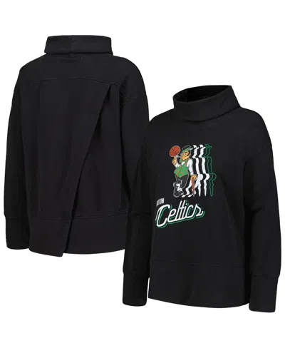 Levelwear Women's  Black Boston Celtics Sunset Pullover Sweatshirt