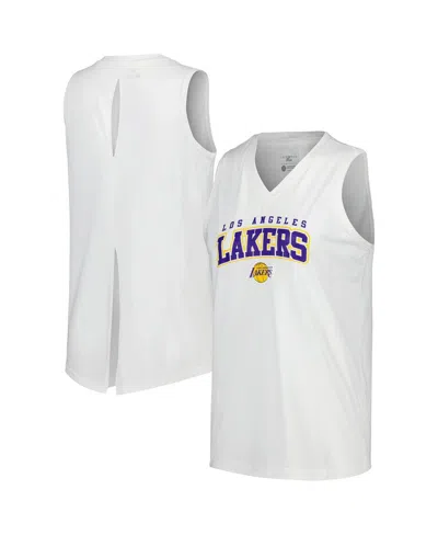 Levelwear Women's  White Los Angeles Lakers Paisley Peekaboo Tank Top