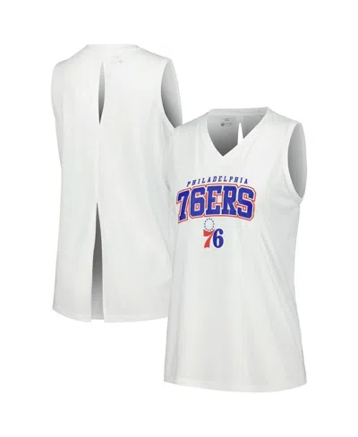 Levelwear Women's  White Philadelphia 76ers Paisley Peekaboo Tank Top