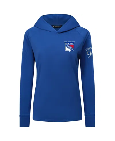 Levelwear Women's Mika Zibanejad Blue New York Rangers Impression Name & Number Raglan Hoodie