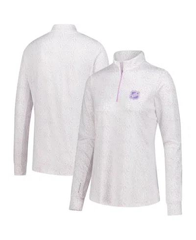 Levelwear Women's Purple 2024 Nhl Hockey Fights Cancer Endless Print Quarter-zip Pullover Swearshirt