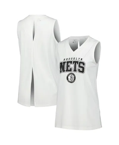 Levelwear Women's White Brooklyn Nets Paisley Peekaboo Tank Top