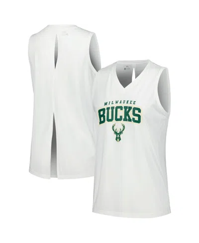 Levelwear Women's White Milwaukee Bucks Paisley Peekaboo Tank Top