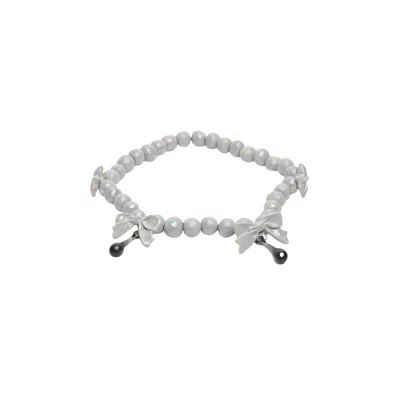 Pre-owned Levens Jewels Lazo & Pearls Necklace | Grey | Women's Size Onesize