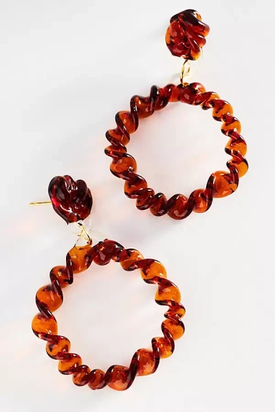 Levens Jewels Levens Twist Circle Drop Earrings In Brown