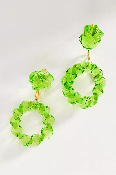 Levens Jewels Levens Twist Circle Drop Earrings In Green