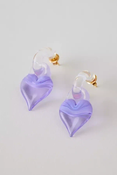 Levens Jewels Mini Heart Charm Hoop Earrings In Purple