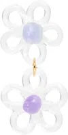 Levens Jewels Purple Double Daisy Single Earring In Lilac
