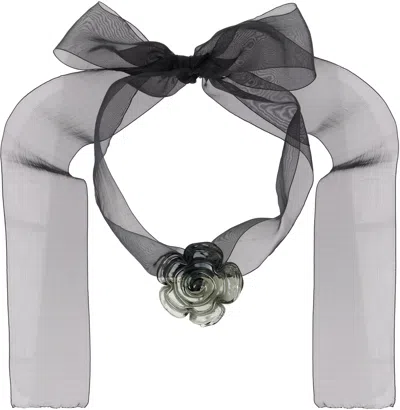 Levens Jewels Xl Rose Organza Necklace In Black