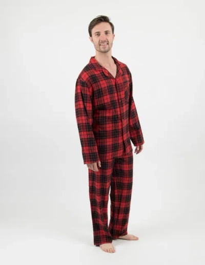 Leveret 2-pc. Cotton Flannel Plaid & Solid Holiday Pajama Set In Red