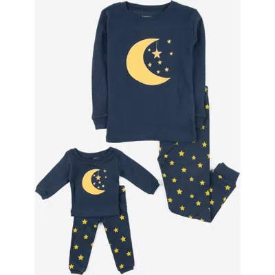 Leveret Kids'  2-pc. Cotton Short Sleeve Shirt & Shorts Animal Print Pajama Set With Matching Doll Accessor In Blue