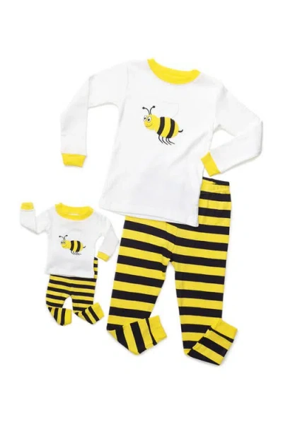 Leveret Kids'  2-pc. Cotton Short Sleeve Shirt & Shorts Animal Print Pajama Set With Matching Doll Accessor In White