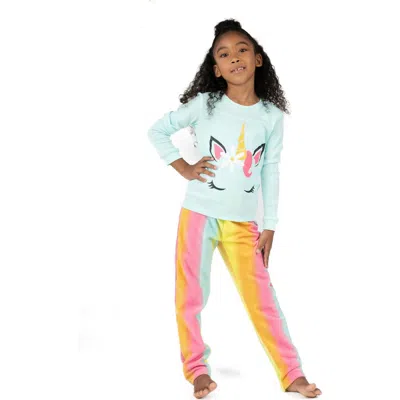 Leveret Kids'  2-pc. Cotton Top & Fleece Pants Holiday Pajama Set In Blue