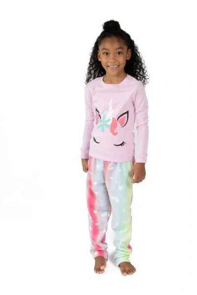 Leveret Kids'  2-pc. Cotton Top & Fleece Pants Holiday Pajama Set In Purple