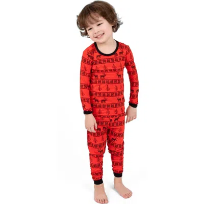 Leveret Kids'  2-pc. Soft Stretch Viscose Matching Family Holiday Pajamas In Red