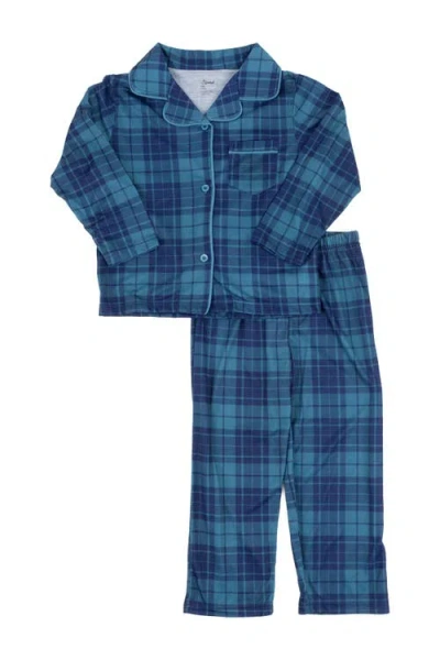 Leveret Kids'  2-piece Flannel Pajama Set In Blue