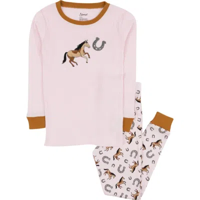 Leveret Babies'  Pink Horse 2-piece Pajama Set In Multi