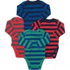 Leveret 4-pack Striped Cotton Long Sleeve Bodysuits In Multi