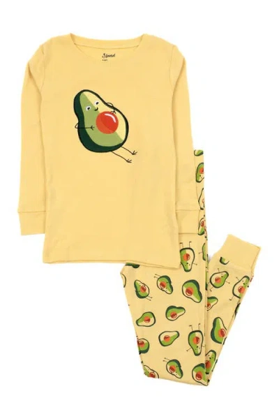 Leveret Babies'  Avocado Pajama Set In Yellow