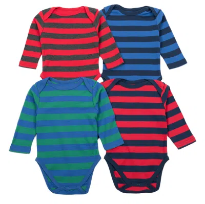 Leveret Kids' Baby Four Pack Long Sleeve Bodysuit In Multi