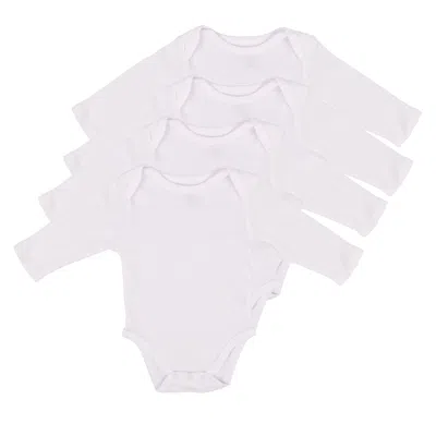Leveret Baby Four Pack Long Sleeve Bodysuit In White
