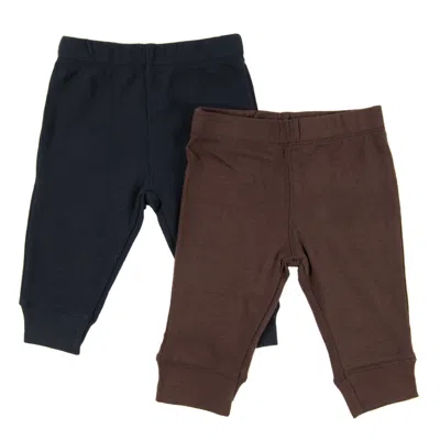 Leveret Kids' Baby Navy Crawling Pant And Colored Legging In Brown